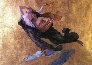 Mosè Bianchi Paolo e Francesca (1877) Acquerello e oro su carta Galleria GAM di Milano